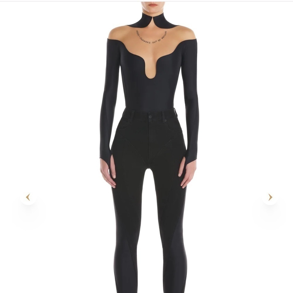 NWT Mugler Wavy Black bodysuit in light nude - size 34 - Picture 4 of 7